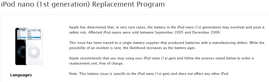 iPod Nano Battery Issues