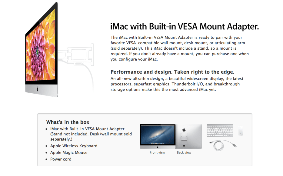 VESA description for iMac