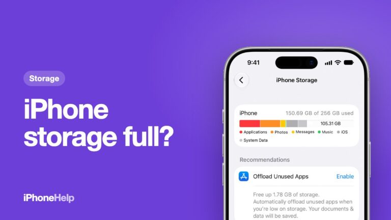 iPhone storage full? The iPhone Storage screen showing space used by each kind of data